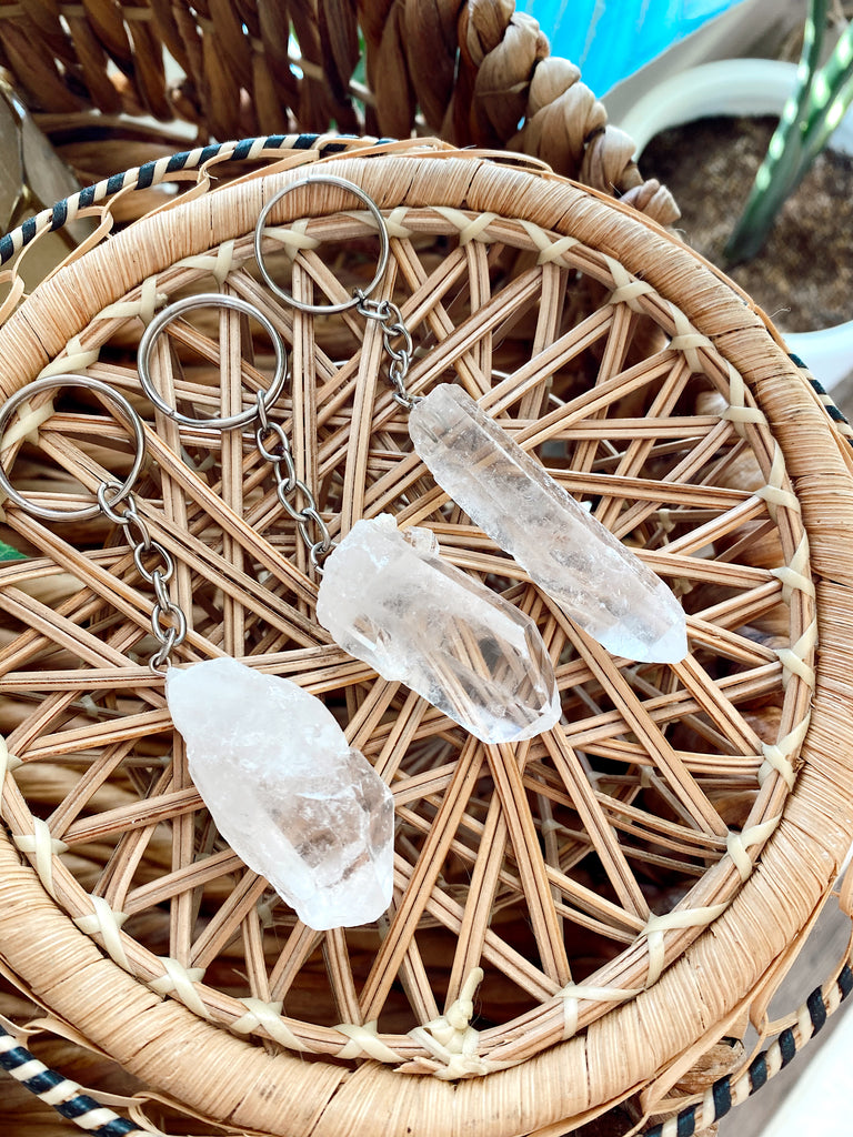 Manifesting on The Go✨ Manifestation x High Vibe Clear Quartz Key Chain