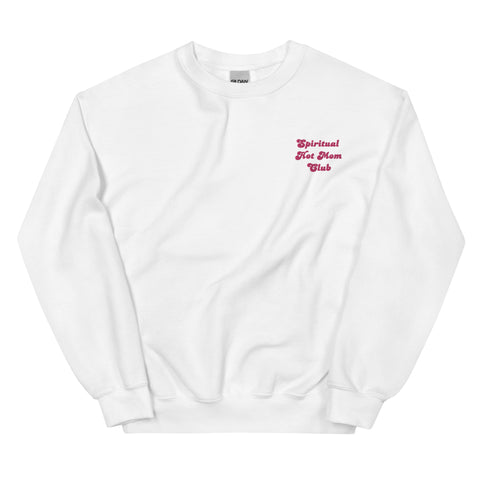 Spiritual Hot Mom Club Crewneck | Pink Font